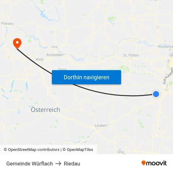 Gemeinde Würflach to Riedau map