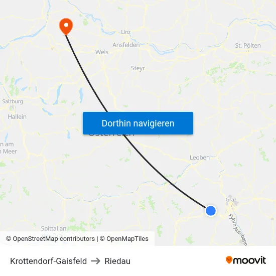 Krottendorf-Gaisfeld to Riedau map
