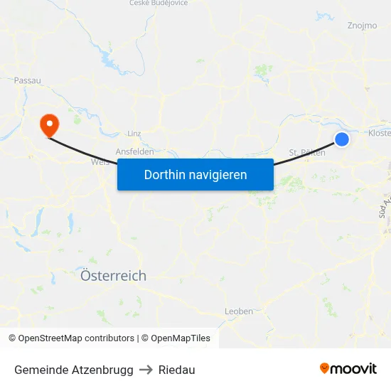 Gemeinde Atzenbrugg to Riedau map