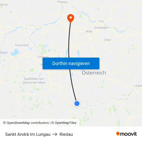 Sankt Andrä Im Lungau to Riedau map