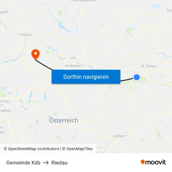 Gemeinde Kilb to Riedau map