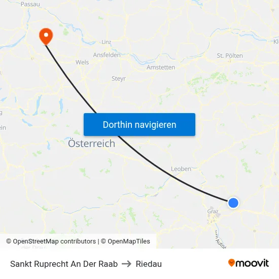 Sankt Ruprecht An Der Raab to Riedau map