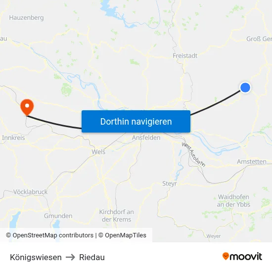 Königswiesen to Riedau map