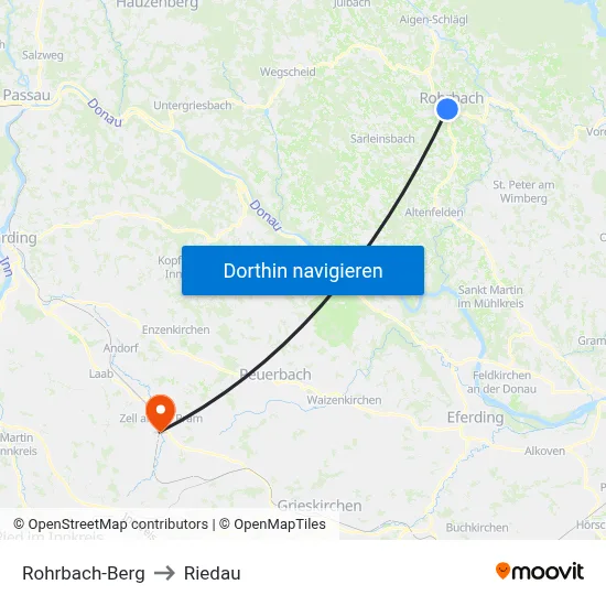 Rohrbach-Berg to Riedau map