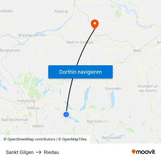 Sankt Gilgen to Riedau map