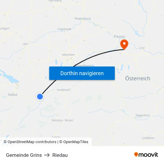 Gemeinde Grins to Riedau map
