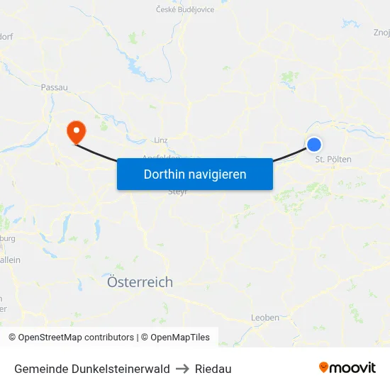 Gemeinde Dunkelsteinerwald to Riedau map
