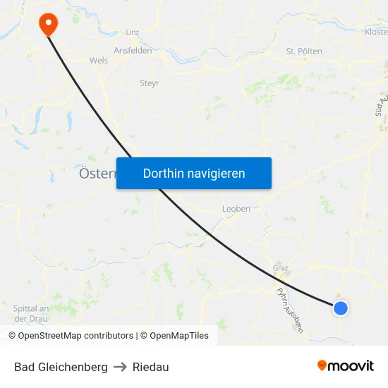 Bad Gleichenberg to Riedau map