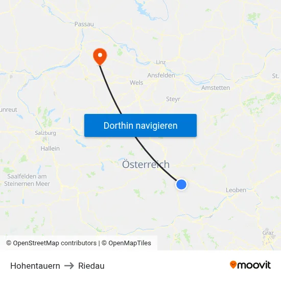 Hohentauern to Riedau map