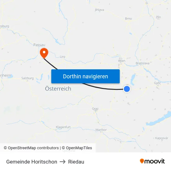 Gemeinde Horitschon to Riedau map