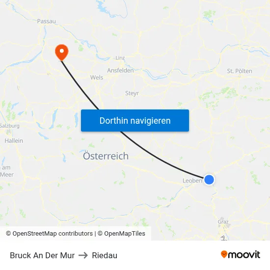 Bruck An Der Mur to Riedau map