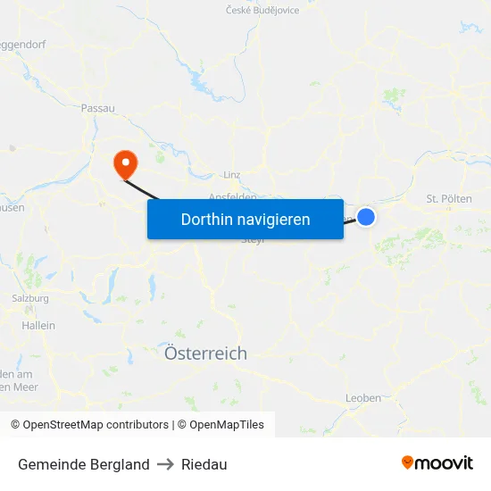 Gemeinde Bergland to Riedau map