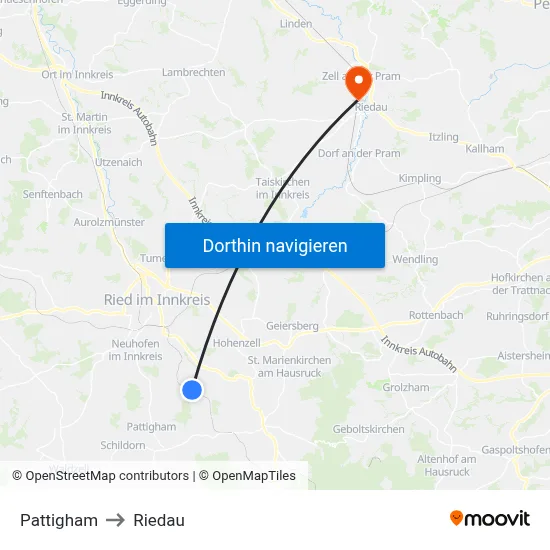 Pattigham to Riedau map