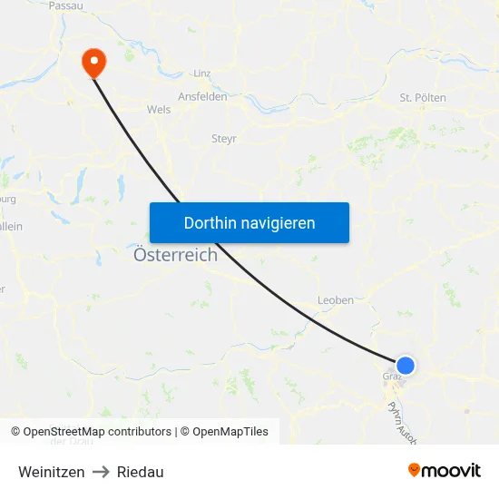 Weinitzen to Riedau map