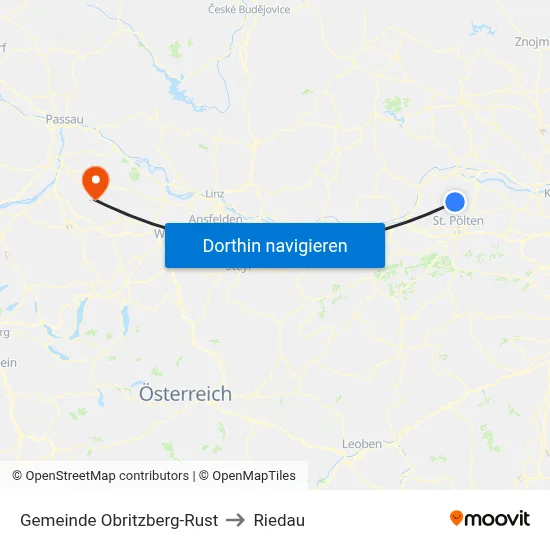 Gemeinde Obritzberg-Rust to Riedau map