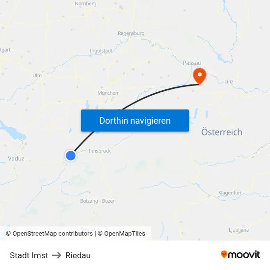 Stadt Imst to Riedau map