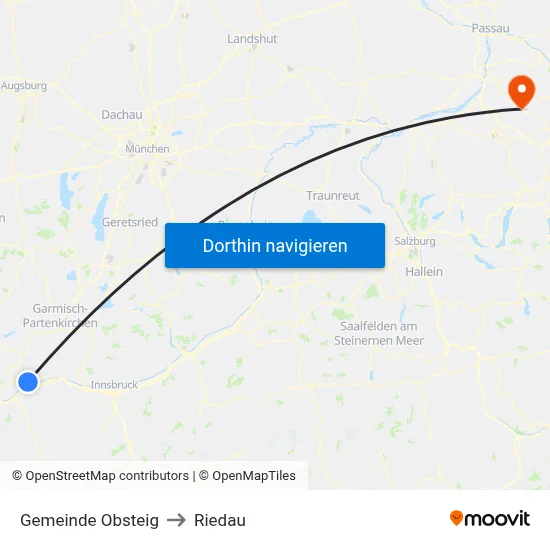 Gemeinde Obsteig to Riedau map