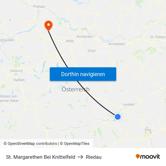 St. Margarethen Bei Knittelfeld to Riedau map
