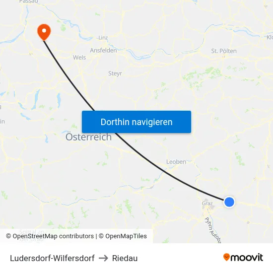 Ludersdorf-Wilfersdorf to Riedau map