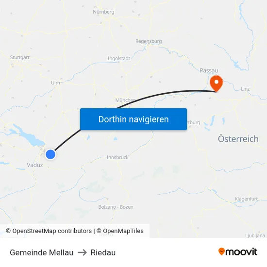 Gemeinde Mellau to Riedau map
