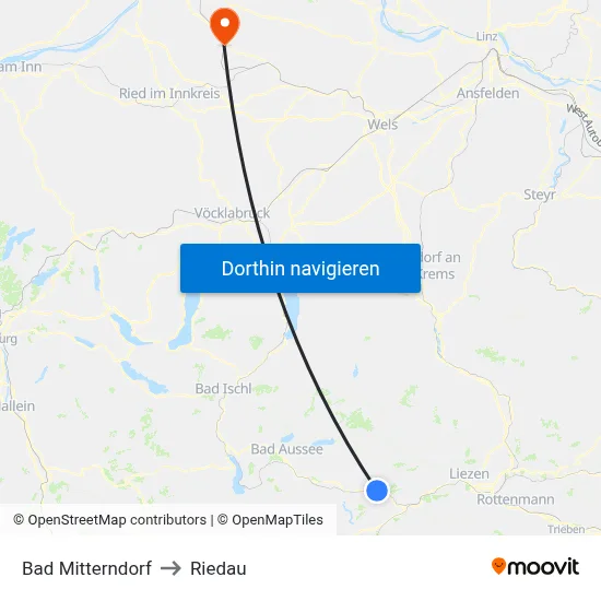 Bad Mitterndorf to Riedau map