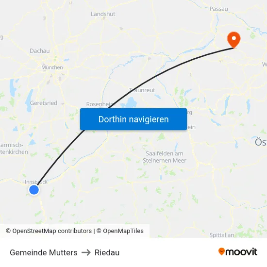 Gemeinde Mutters to Riedau map