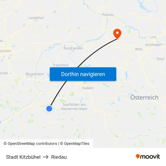 Stadt Kitzbühel to Riedau map