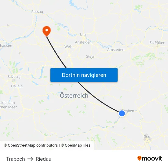 Traboch to Riedau map