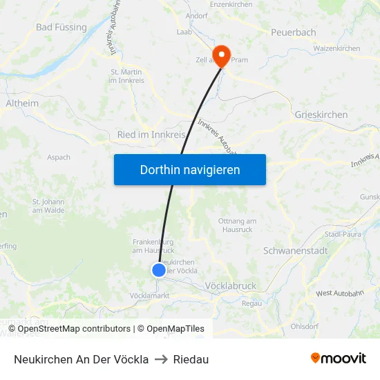 Neukirchen An Der Vöckla to Riedau map