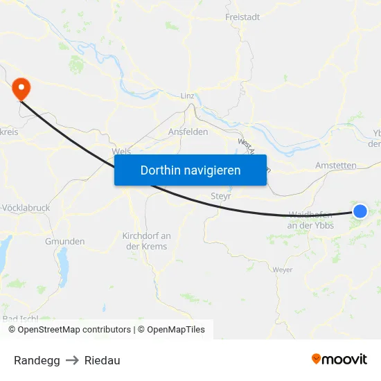 Randegg to Riedau map