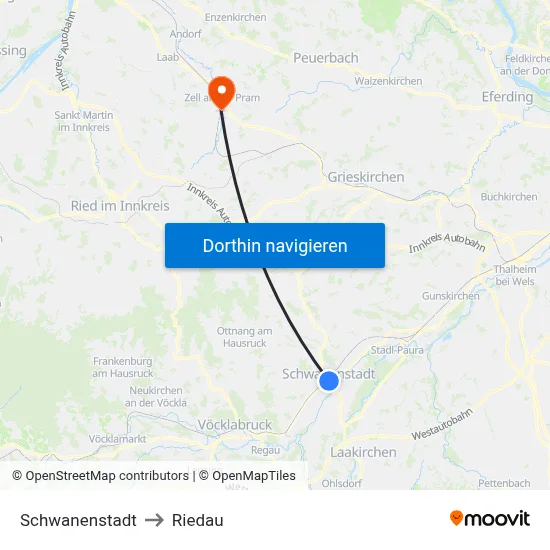 Schwanenstadt to Riedau map