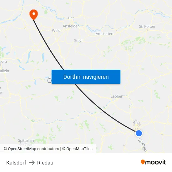 Kalsdorf to Riedau map