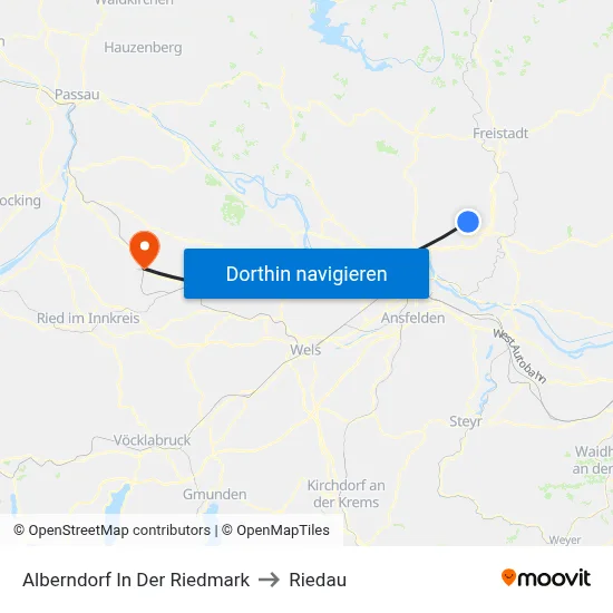 Alberndorf In Der Riedmark to Riedau map