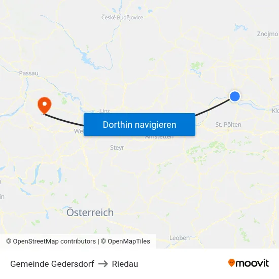 Gemeinde Gedersdorf to Riedau map