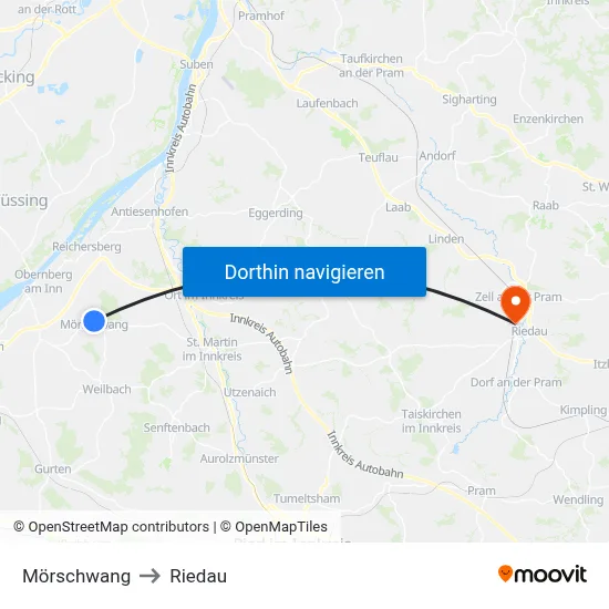Mörschwang to Riedau map