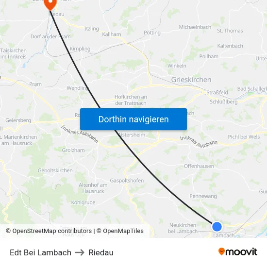 Edt Bei Lambach to Riedau map
