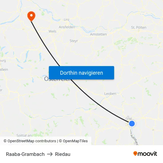 Raaba-Grambach to Riedau map
