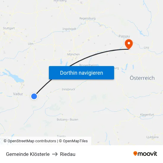 Gemeinde Klösterle to Riedau map