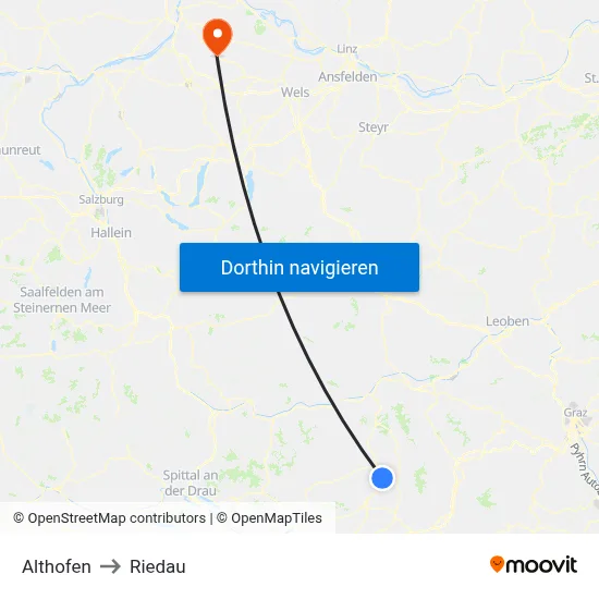 Althofen to Riedau map