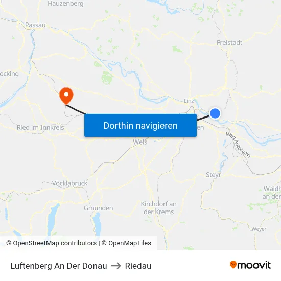 Luftenberg An Der Donau to Riedau map