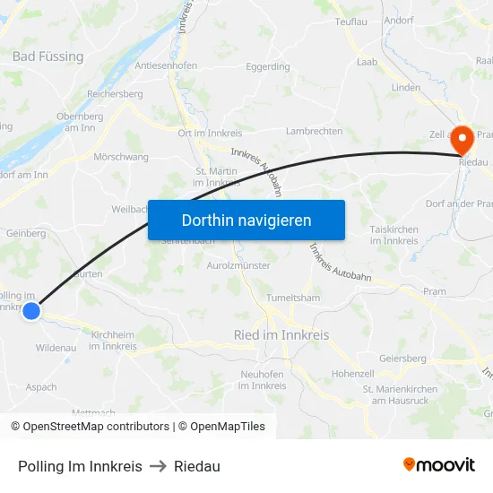 Polling Im Innkreis to Riedau map