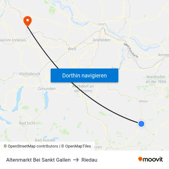 Altenmarkt Bei Sankt Gallen to Riedau map