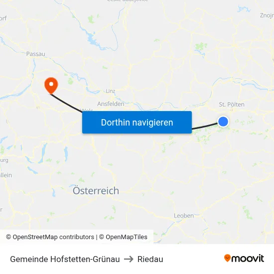 Gemeinde Hofstetten-Grünau to Riedau map