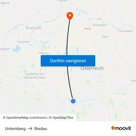 Unternberg to Riedau map