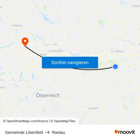 Gemeinde Lilienfeld to Riedau map