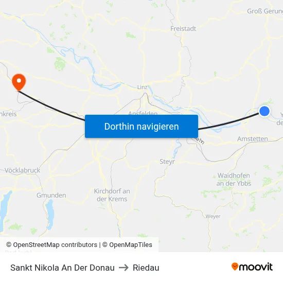 Sankt Nikola An Der Donau to Riedau map
