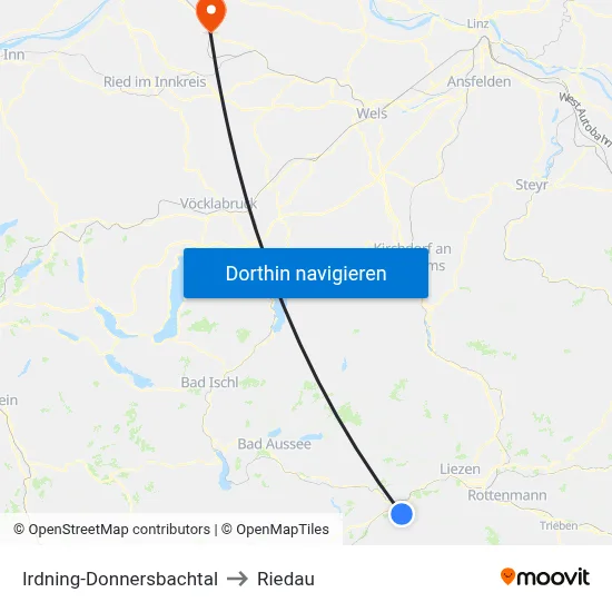 Irdning-Donnersbachtal to Riedau map