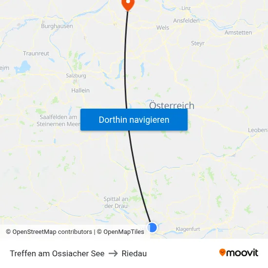 Treffen am Ossiacher See to Riedau map