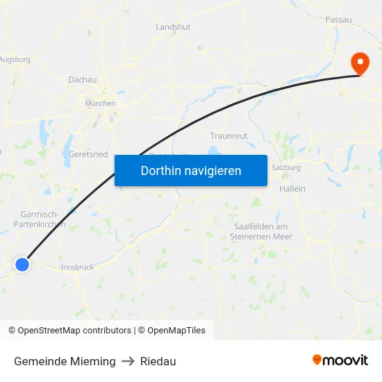Gemeinde Mieming to Riedau map