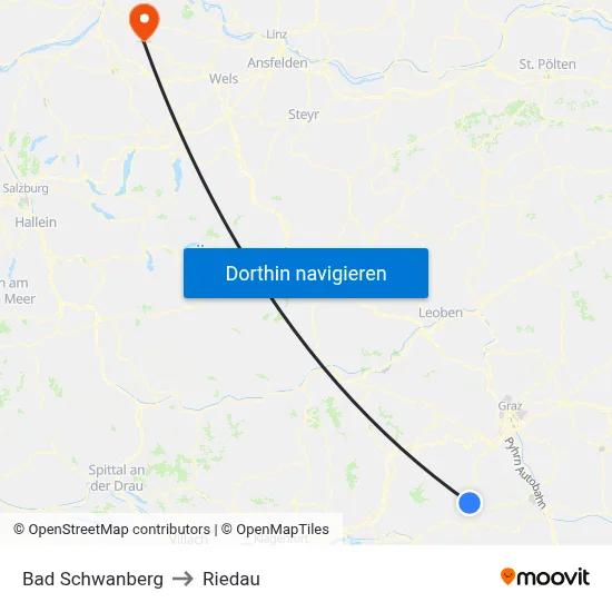 Bad Schwanberg to Riedau map